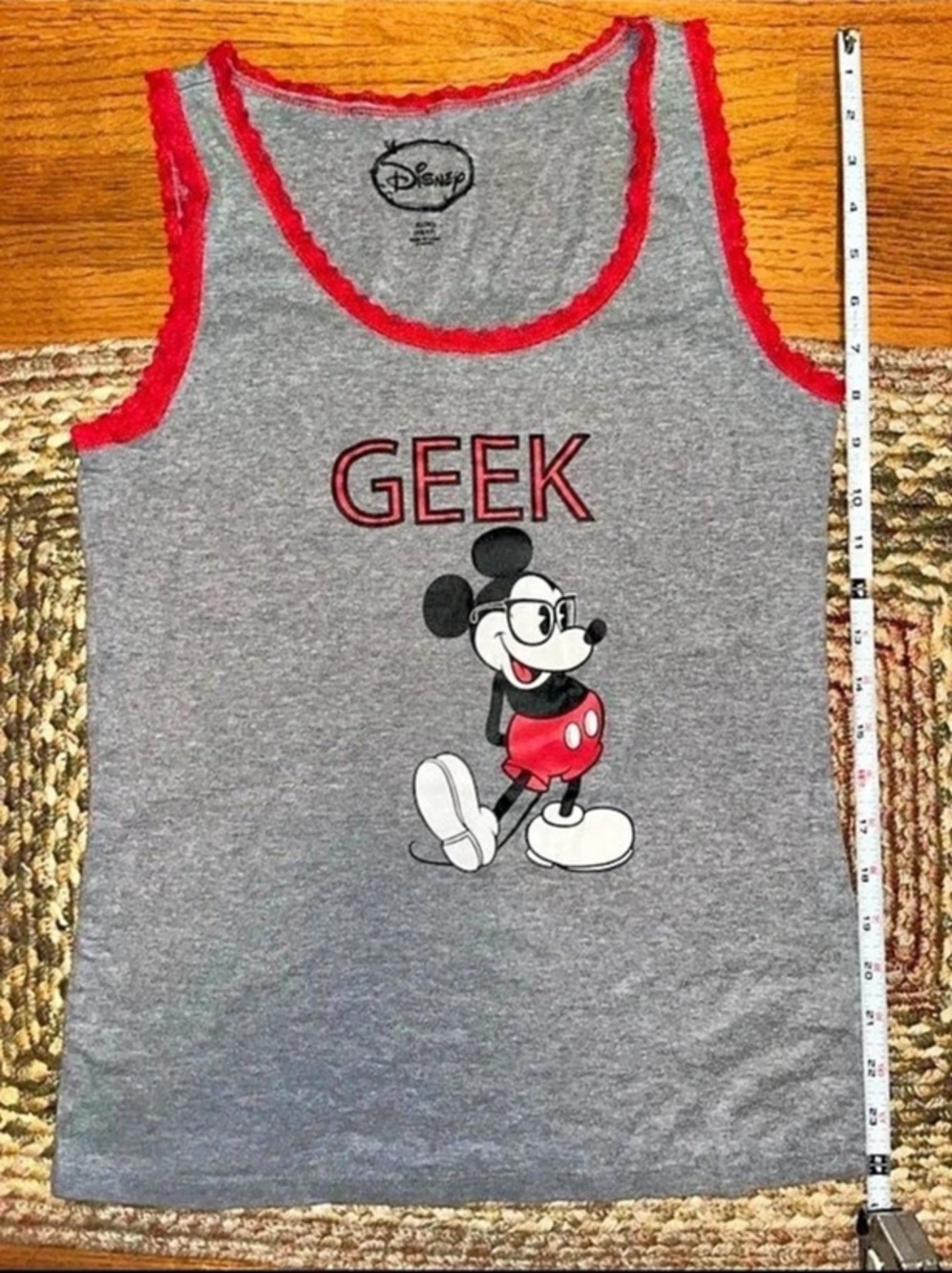 Disney Mickey Mouse Geek Gray & Red Tank Top XL 15/17